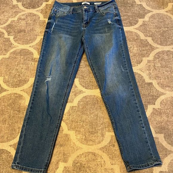 Kensie Indigo Relaxed Boyfriend Jeans - Picture 1 of 6
